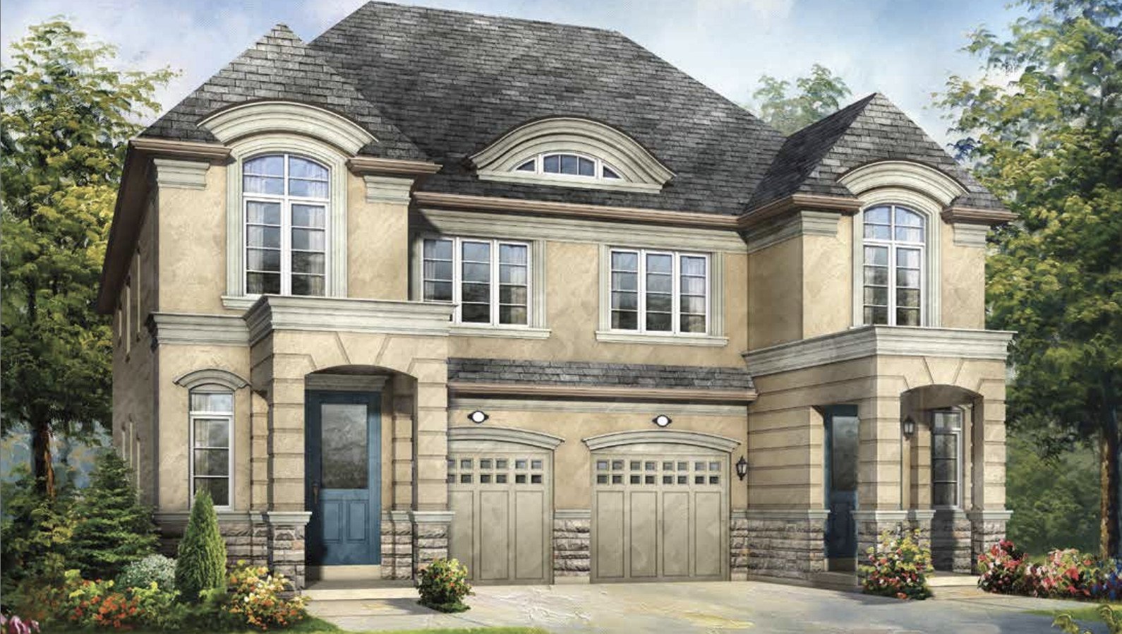 Semi-detached home exterior at Ivy Rouge Oakville