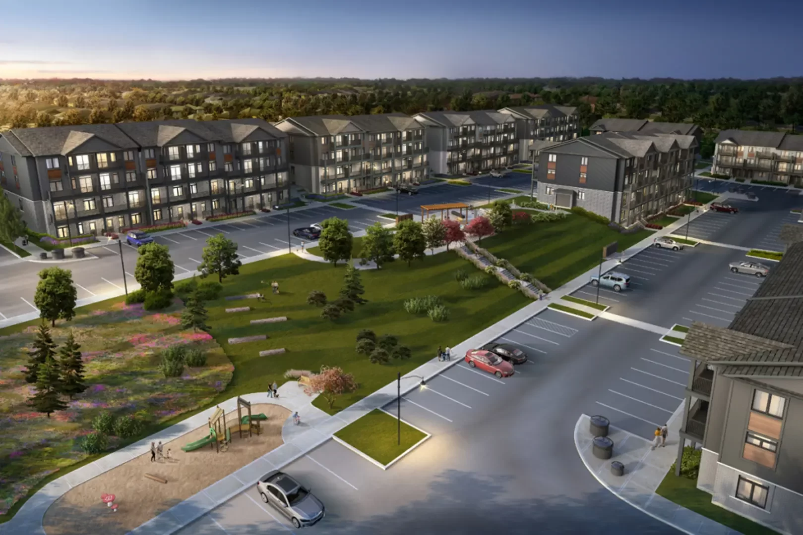 Aerial view of the NOMI Townhomes project